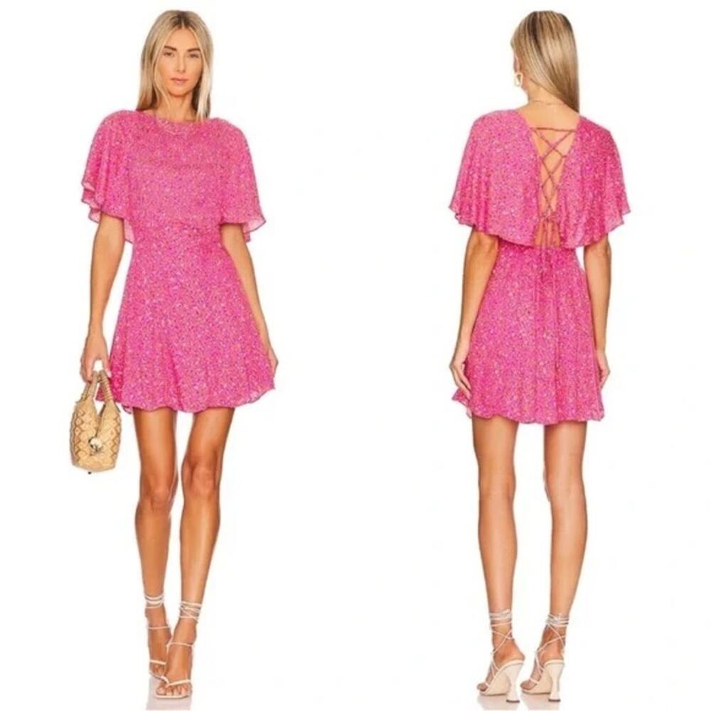 Free People Florence Mini Dress in Pink Floral Combo Size Large - Picture 9 of 9